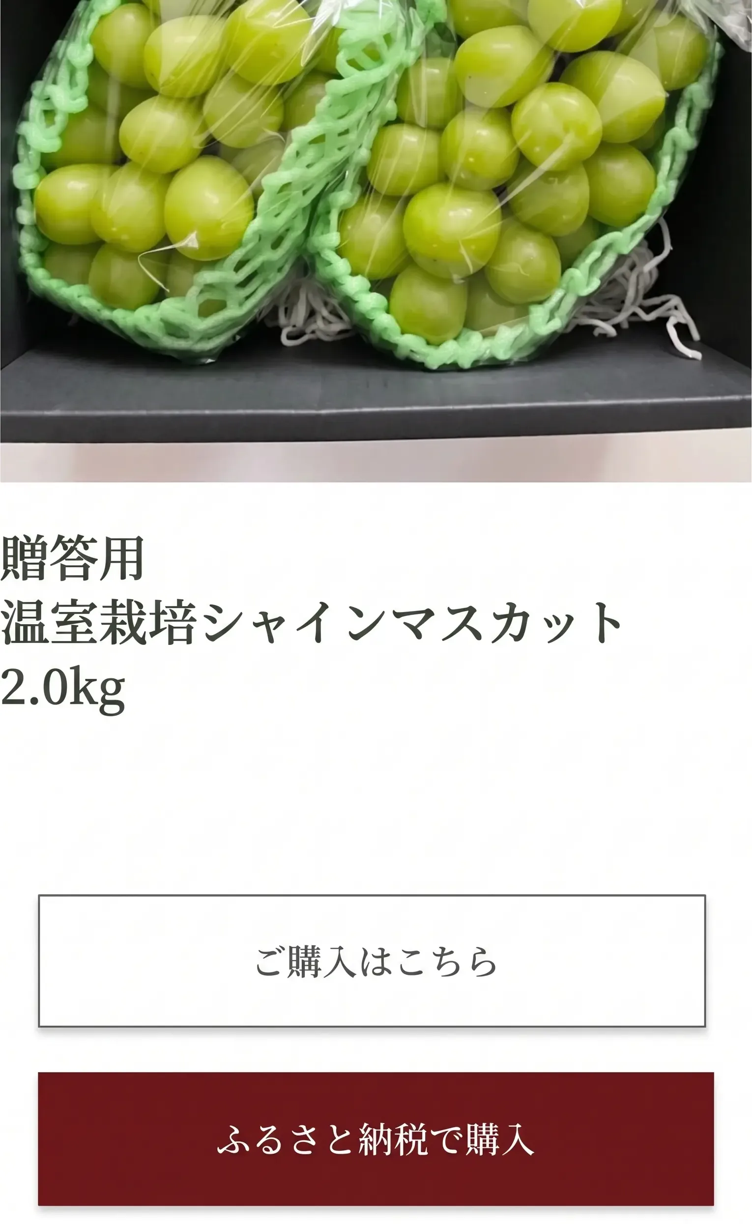 贈答用として化粧箱に詰めたシャインマスカット